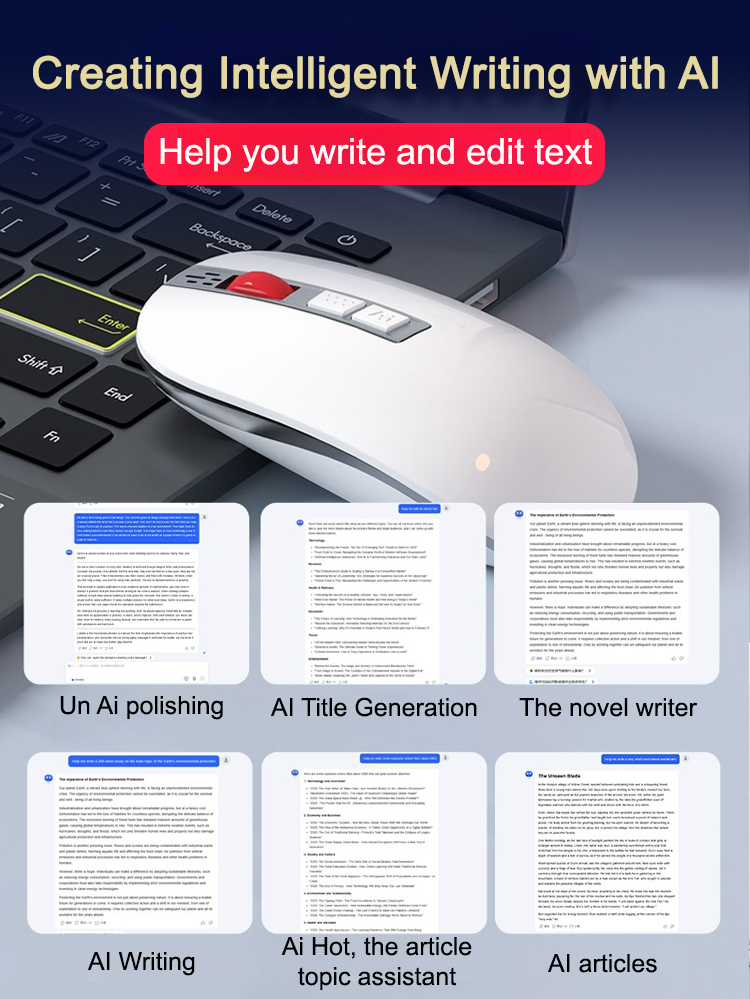 🖱️AI Voice Mouse: Enables voice input, translation, or search with a single click; connects via Bluetooth or USB.