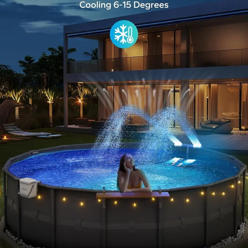 Today's Special: Free Shipping! Solar-Powered Adjustable Pool Fountain with Lights—Dispel the Summer Heat with a Cooling Mist