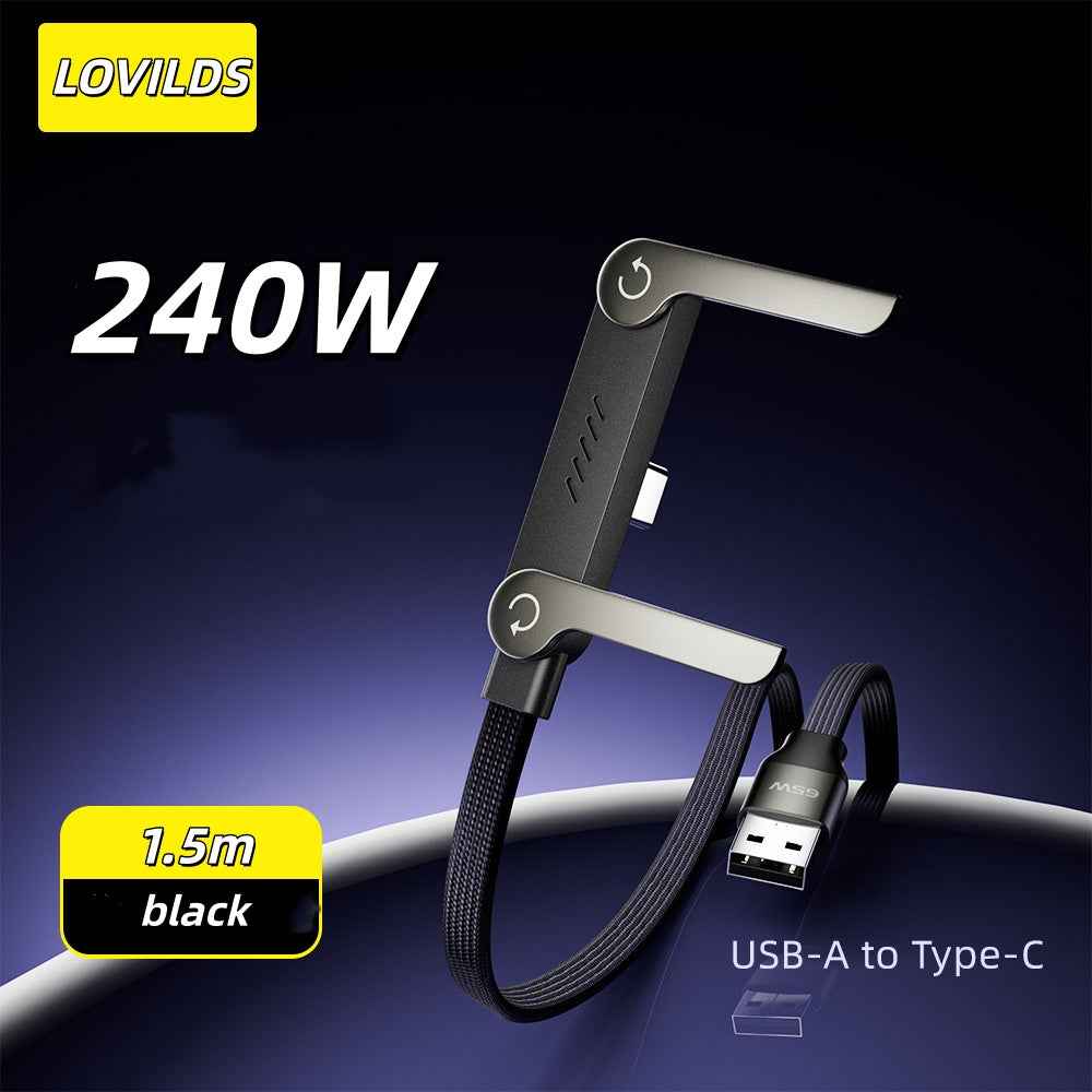 Invisible Holder Charger Cable with Stand, 240w super fast charging 2-in-1 Fast Charging Cord