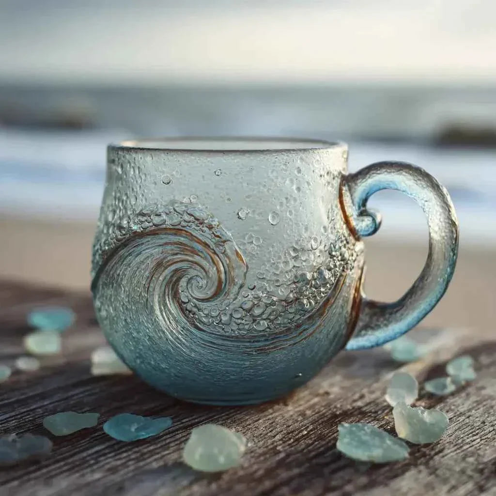 🎄Christmas Best Gifts🔥 Unique Handcrafted Sea Glass Ocean Wave Mug🎁Free Gifts