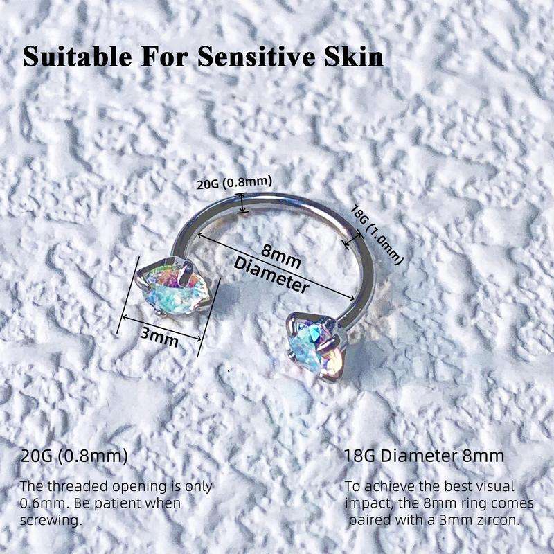 Internally Threaded Gems Nose Ring